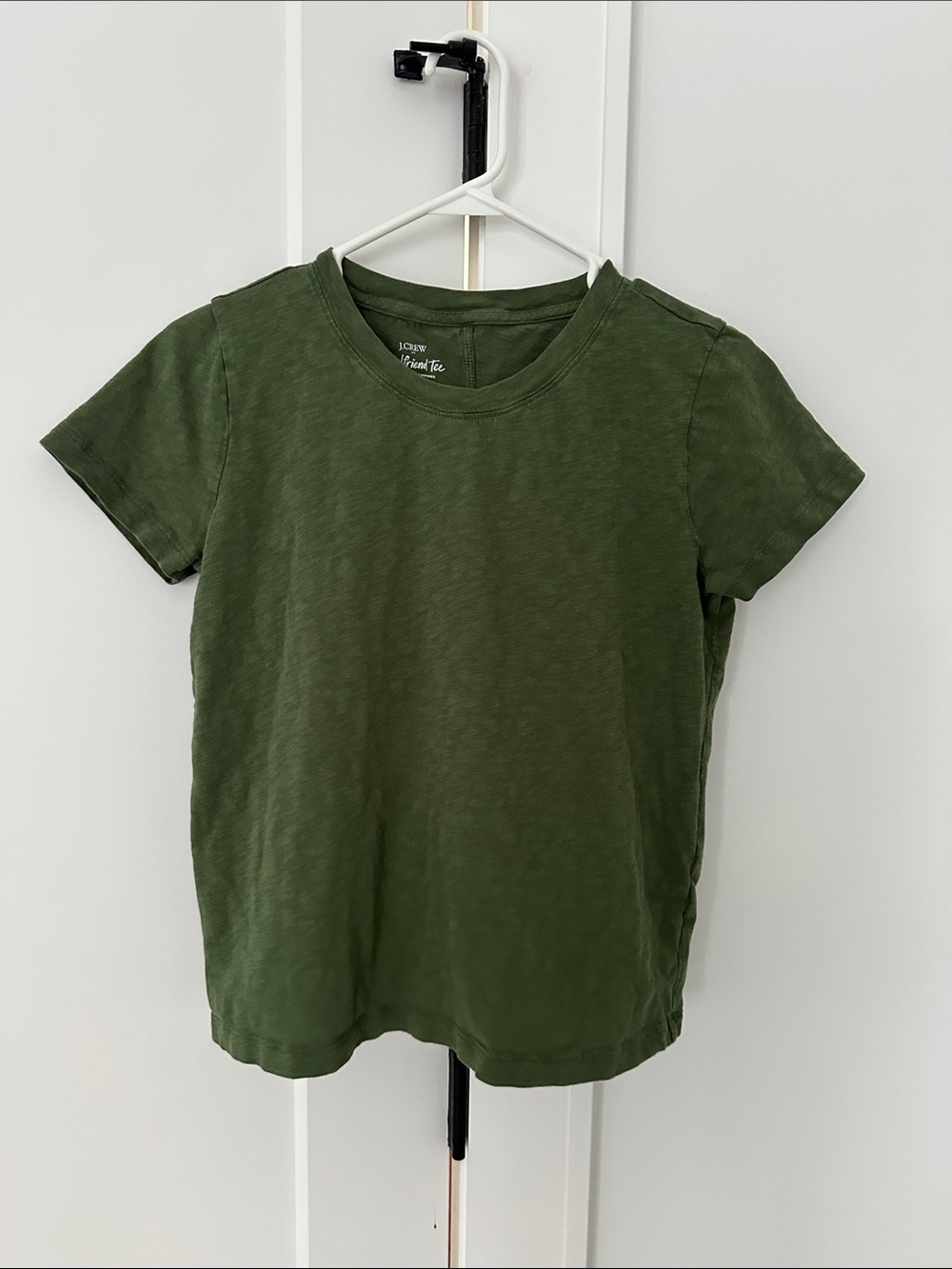 J. Crew Women's Olive Crew Neck Short Sleeve Girlfriend Tee